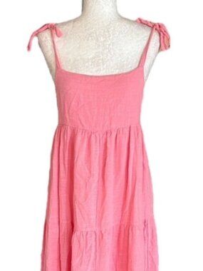 ZARA pink maxi dress tie shoulder Size L